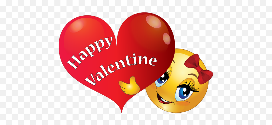 Valentine Girl Smiley Emoticon Clipart - Happy Emoji,Valentine Emoticons