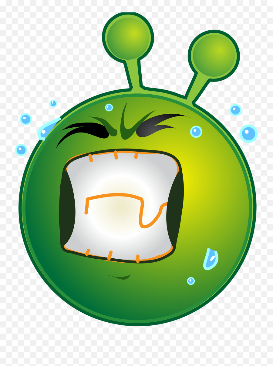 Smiley Green Alien Huff Clipart - Alien Smiley Emoji,Huff Emoji