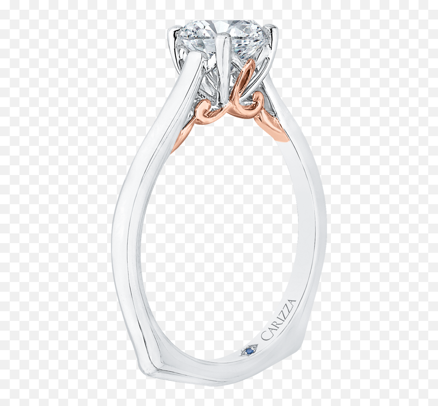 14k Two Tone Gold Cushion Cut Diamond Solitaire Engagement Ring Semi Mount - Rose Gold And White Gold Solitaire Emoji,Man Engagement Ring Woman Emoji