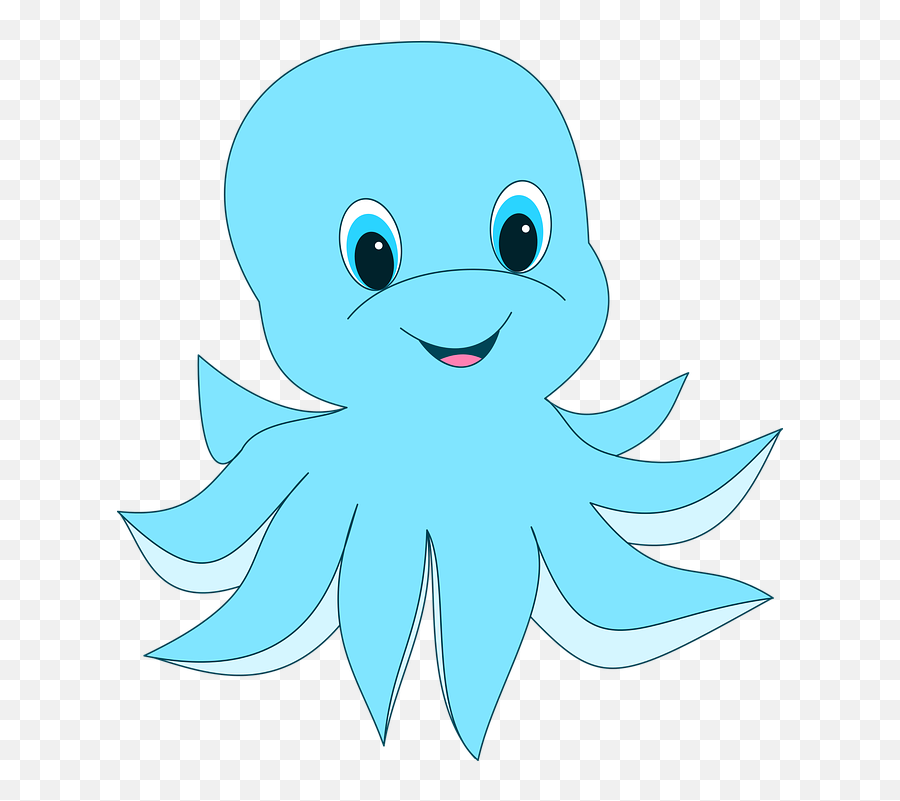 Free Photo Cute Comic Sea Cartoon - Blue Octopus Clipart Emoji,Ocotpus Emotions