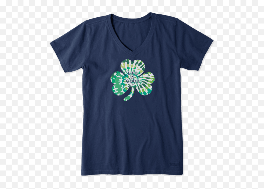 Womenu0027s Tie Dye Clover Crusher Vee Life Is Good Official Site - Life Is Good Covid Shirts Emoji,Hawaain Flag Emoji