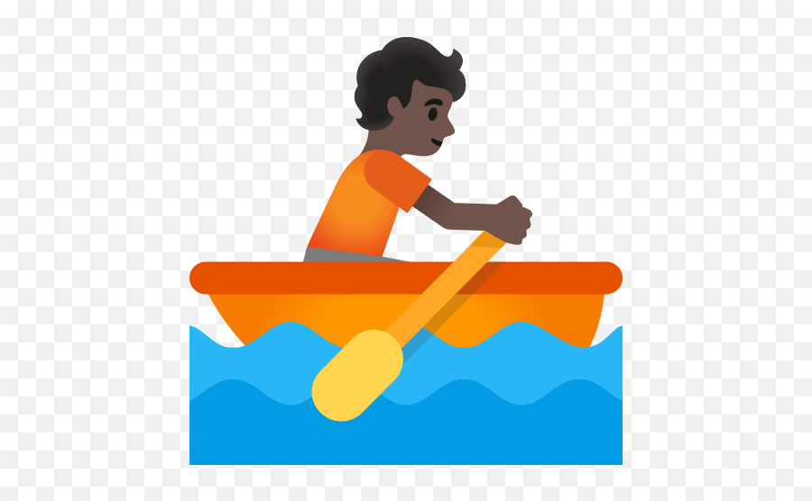 Person Rowing In A Dark Skin Tone Boat - Kartun Yang Sedang Mendayung Perahu Emoji,Black Skin Emojis Android