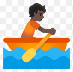 Person Rowing In A Dark Skin Tone Boat - Kartun Yang Sedang Mendayung Perahu Emoji,Black Skin Emojis Android