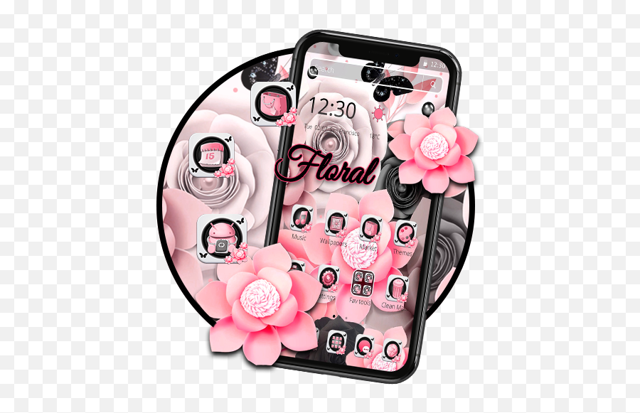 Updated Pink Floral Theme Pc Android App Download 2021 - Smartphone Emoji,Music Emojis Pink