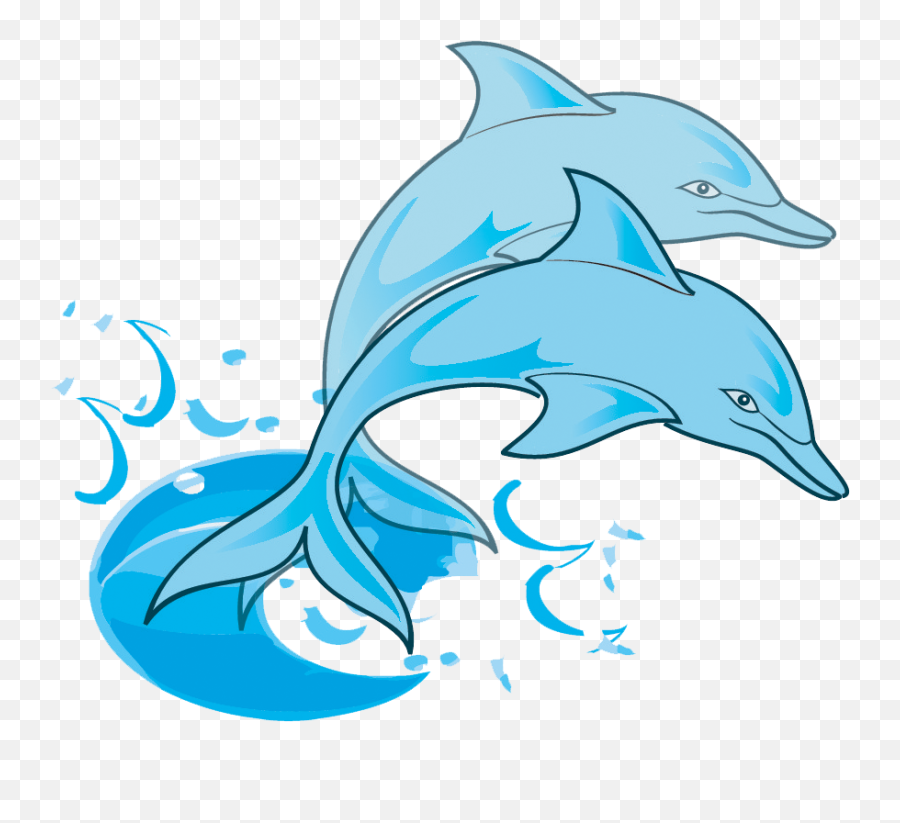 Painted Two Jumping Dolphins - Swimming Dolphin Clip Art Emoji,Dolphin Emotions