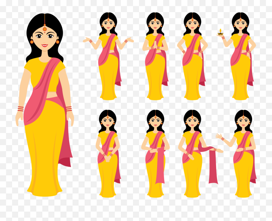 Indian Lady Free Vector Art - 137 Free Downloads Woman In Saree Vector Emoji,Dancing Emoticons Free Download