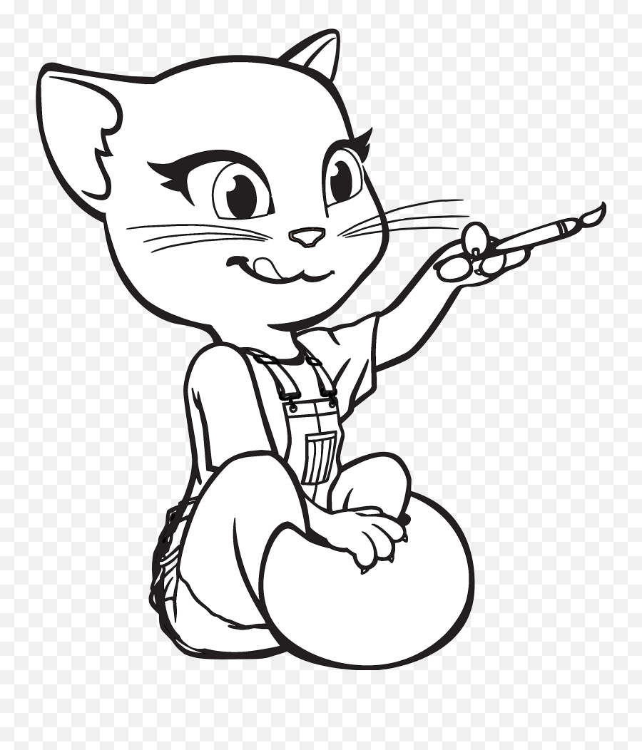 Talking Angela Tom And Friends Coloring Book Cat Silhouette - Printable Talking Angela Coloring Pages Emoji,Emotions Silhouette Children