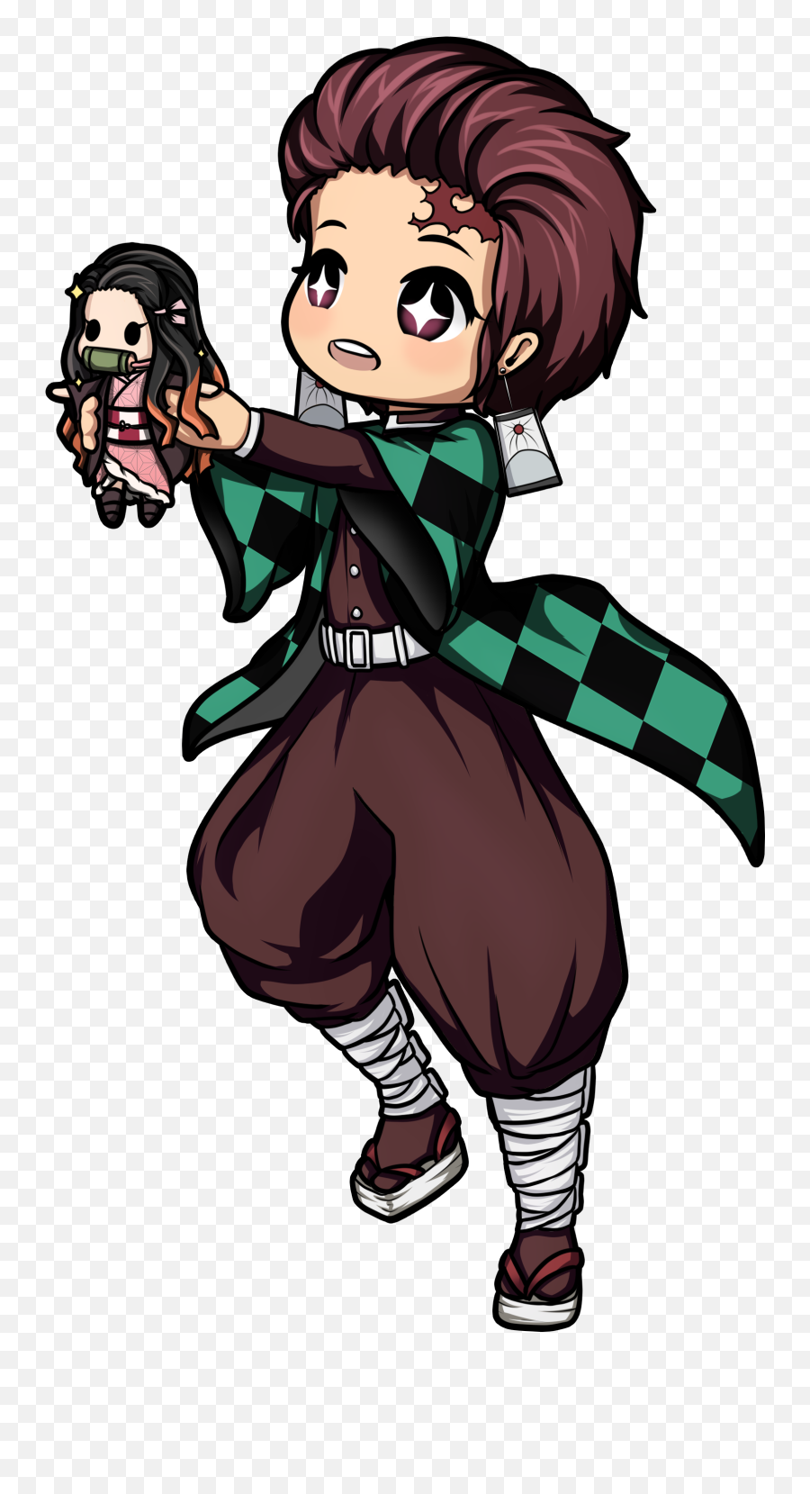 Tanjirou Holding Nezuko Plush Emoji,Ghibli Emoji Png