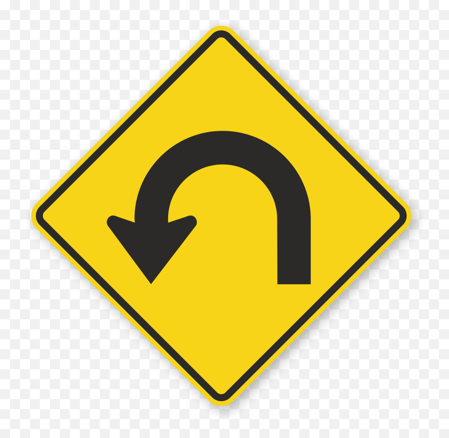 Hairpin Curve Left Symbol Sign - Sharp Turn Sign Sku Xw111l Hairpin Curve Sign Emoji,