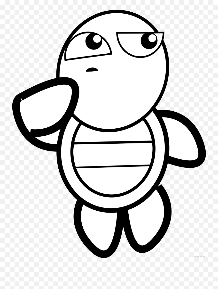 Turtle Outline Coloring Pages Sea - Think Turtle Clip Art Black And White Emoji,Sea Turtle Emoji