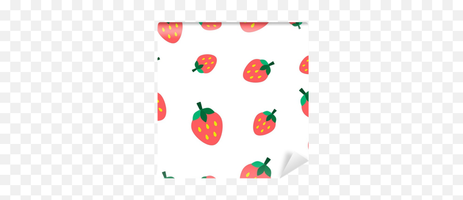 Wall Mural Seamless Pattern With Strawberry Vector Emoji,Strawbery Emoji
