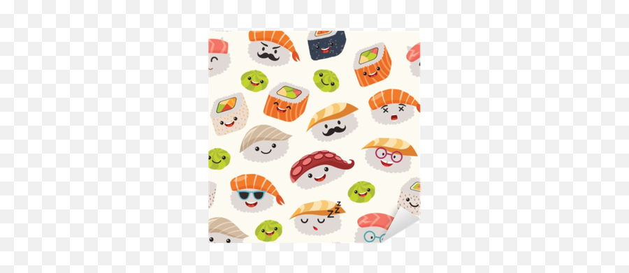 Sushi Emoji Seamless Pattern Cartoon - Emoji,Cute Japanese Emoticon