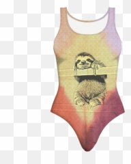 One Piece Sloth Swimsuit - Sleeveless Emoji,Girls Emoji Bathing Suit