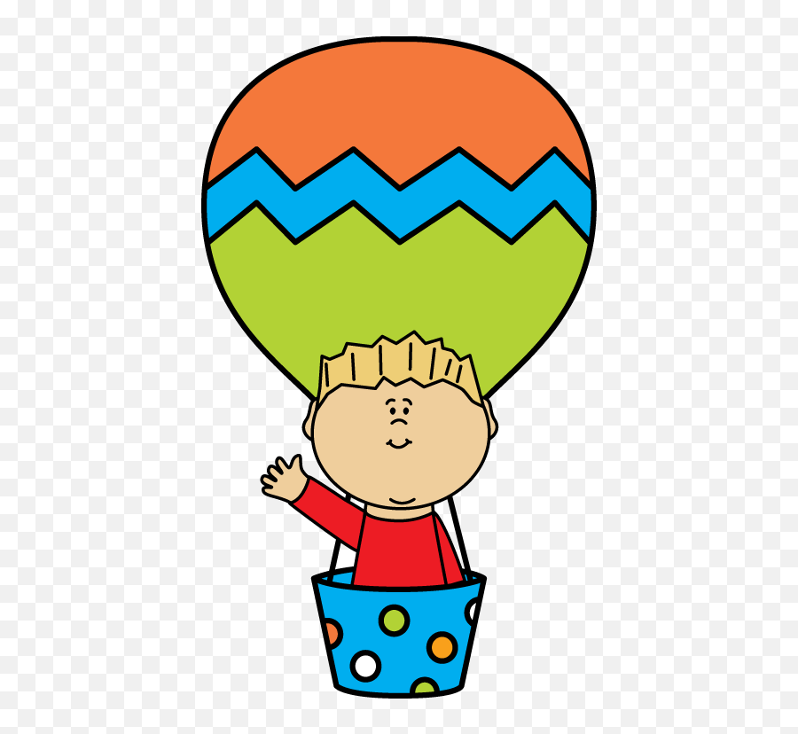 15 Clip Art - Hot Air Balloon With Boy Emoji,Emotions Kid Clipart