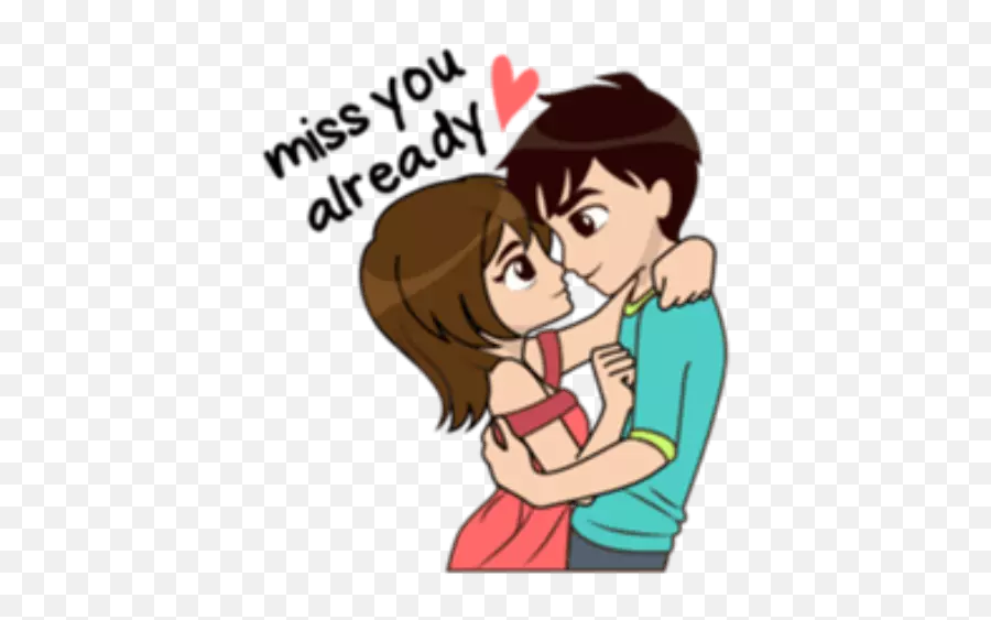 Sticker I Miss You Wastickerapps 1 - Lovely Cute Couple Cartoon Emoji,Miss You Emoji
