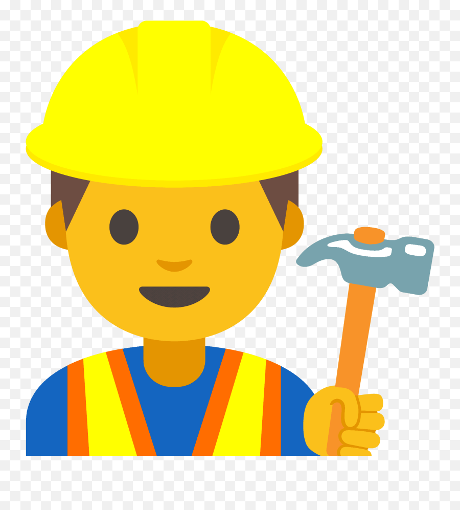Man Construction Worker Emoji Clipart Free Download - Construction Worker Emoji Png,Thinking Hard Emoji