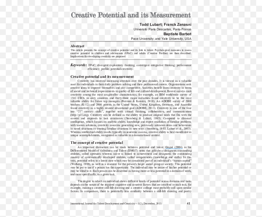 Creative Potential And Its Measurement - Document Emoji,Zenasni Emotion Related Traits Creative Potential And Its Measurement - Document Emoji,Zenasni Emotion Related Traits