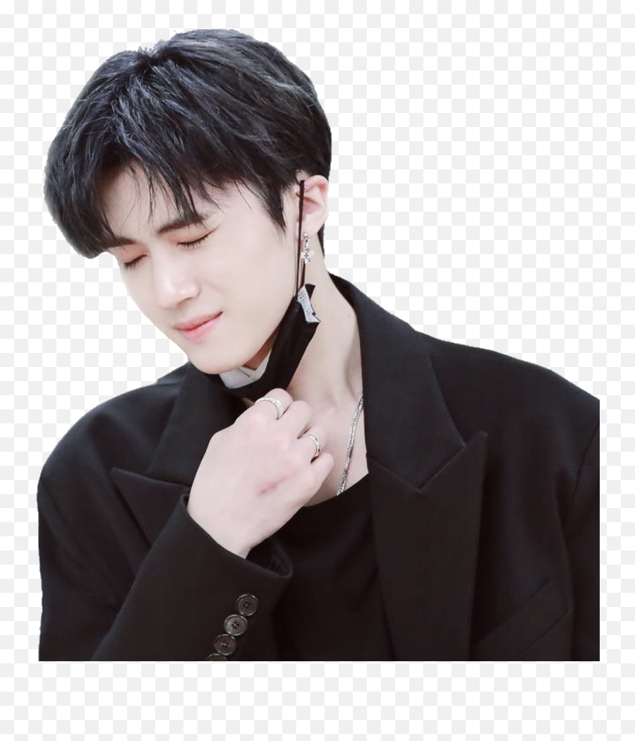 Yanan Pentagon Kpop Black Suit Sticker By Mika Emoji,The Artist Prince Emojis Android