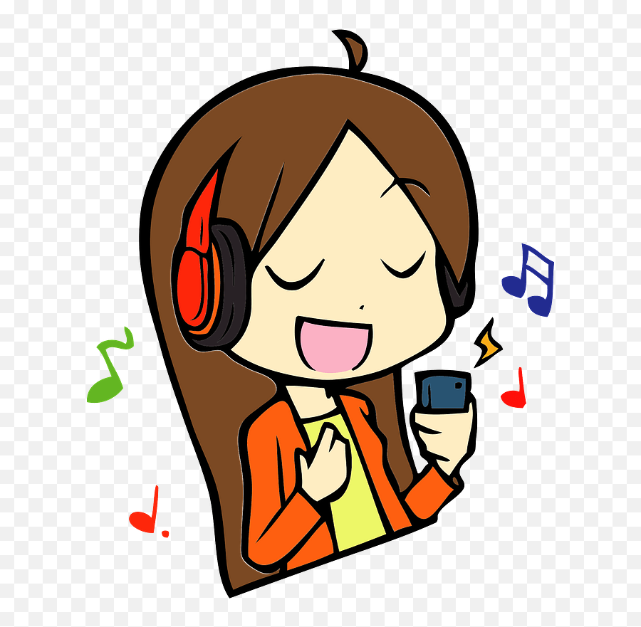 Girl Is Listening To Music On Headphones Clipart Free - Listen To Music Clipart Transparent Emoji,Emoji Wearing Headphones