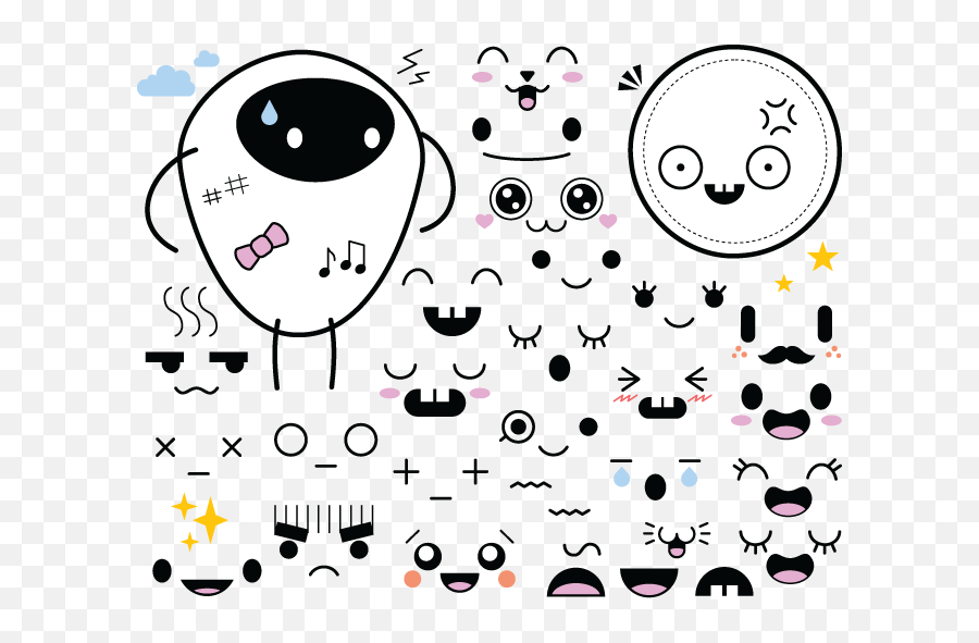 700 Cartoon Funny Faces - Face Cute Cartoon Png Emoji,Clipart Emoji Silly Face Black And White