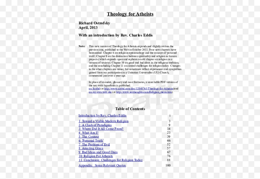 Pdf Theology For Atheists Richard E Ostrofsky - Academiaedu Document Emoji,Emotion Code Discarnates