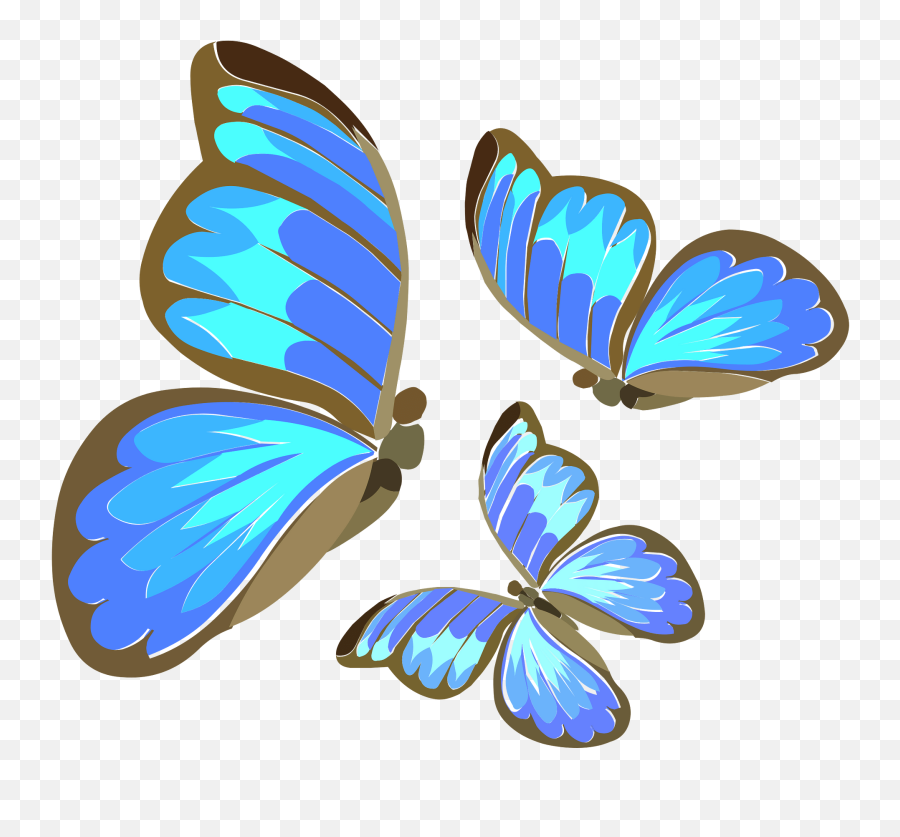 Three Blue Butterflies Clipart Emoji,2 Blue Butterfly Emojis