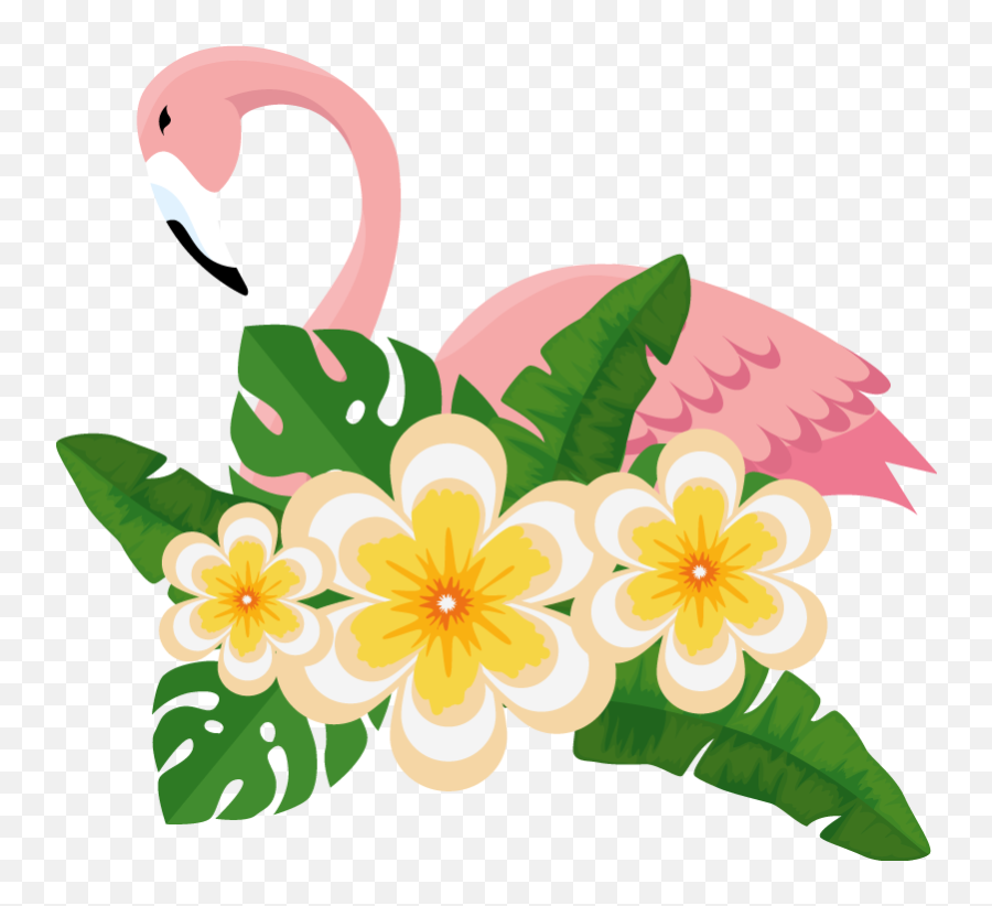 Flowers Flamingo Bird Wall Sticker - Tenstickers Emoji,New Emoji Flamingo