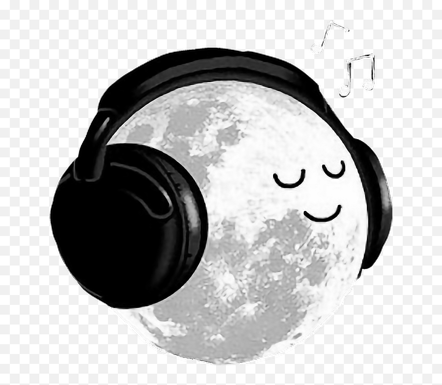 Moon Music Cute Black White Freetoedit Sticker By Samooai06 Emoji,Headhpone Emoji