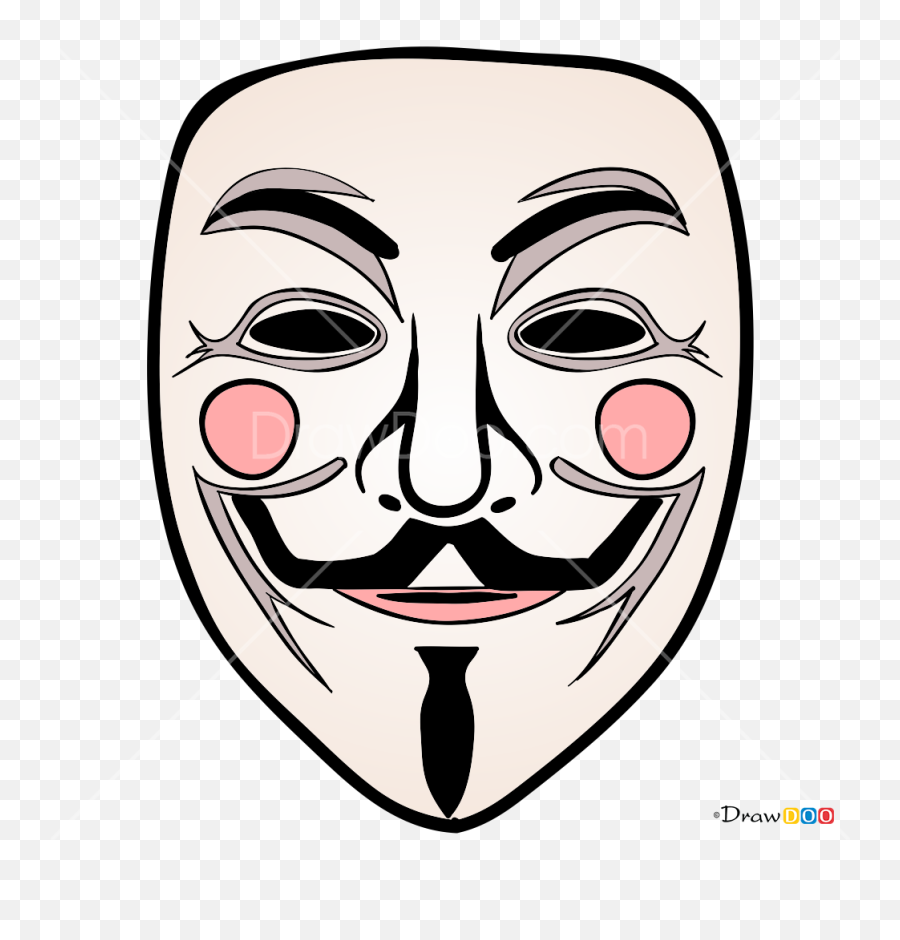 How To Draw Guy Fawkes Mask Face Masks - Anonymous Mask Drawing Emoji,Moon Emoji Mask