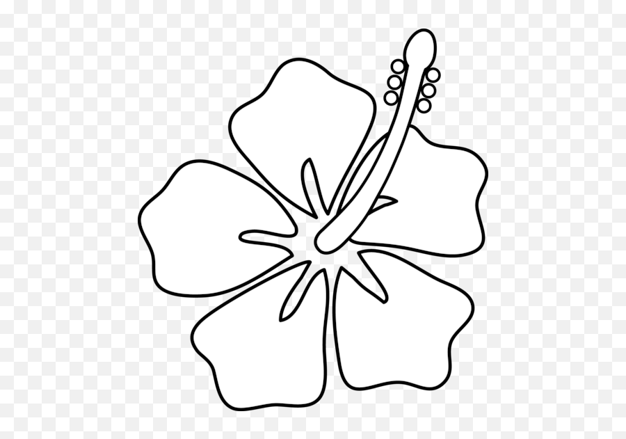 Free Hawaiian Flower Cartoon Download - Outline Hibiscus Clip Art Emoji,Emojis Black And White Hawaiin