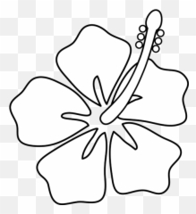 Free Hawaiian Flower Cartoon Download - Outline Hibiscus Clip Art Emoji,Emojis Black And White Hawaiin