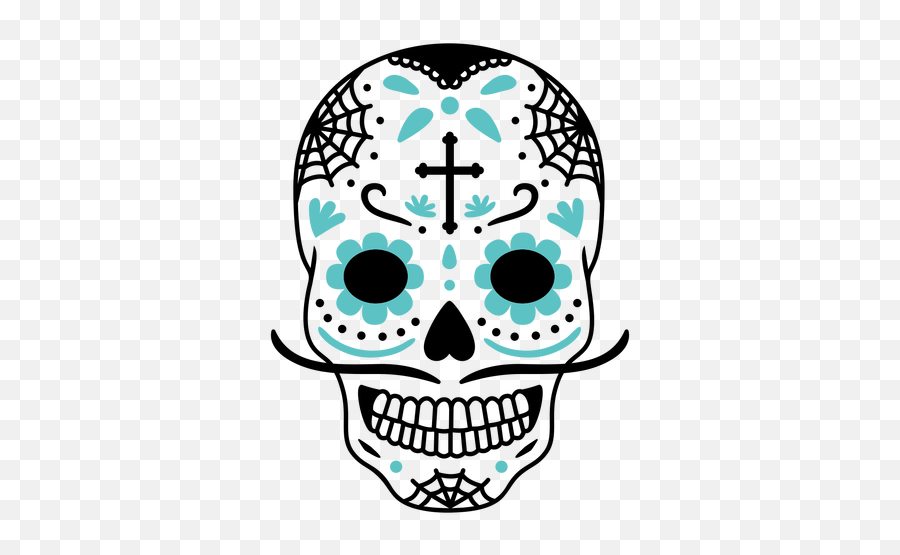 Blue Skull Cross Color Stroke - Calaveras De Azucar Dibujo Vector Emoji,Blue Book Emoji With White Cross