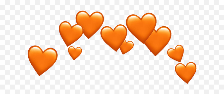 Orange Hearts Emoji Crown Sticker - Orange Heart Crown Transparent,Orange Heart Emoji