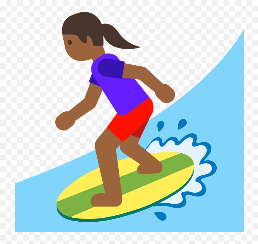Woman Surfing Emoji Clipart - Black Surfer Emoji,Surfing Emoji