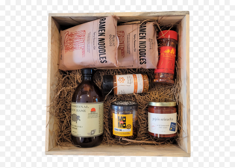 Large Ramen Gift Crate With Some Colorado Products And Professional Ramen Broth Emoji,Rub Your Hands Emoji