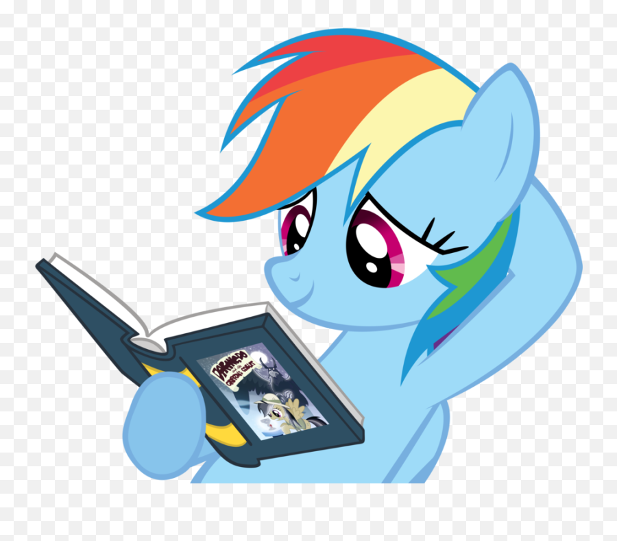 Rainbow Dash Reading A Book Clipart - Rainbow Dash With Book Emoji,Goblet Emoji