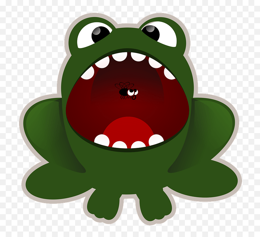 Frog Catching A Fly Clipart - Frog Mouth Cartoon Emoji,Frog And Cup Emoji