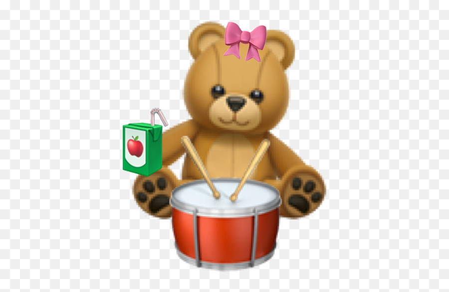 Emoji - Cute Teddy Bear Emoji,Drum Emoji
