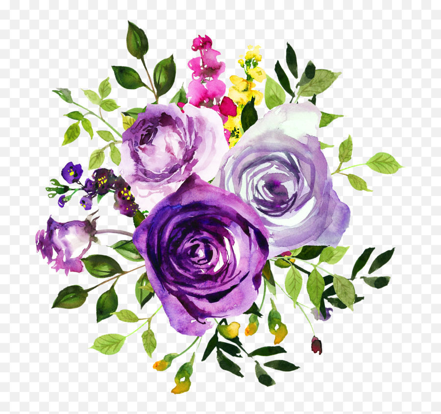 Three Flowers Illustration Flower - Watercolor Purple Flowers Png Emoji,Violet Flower Emoji