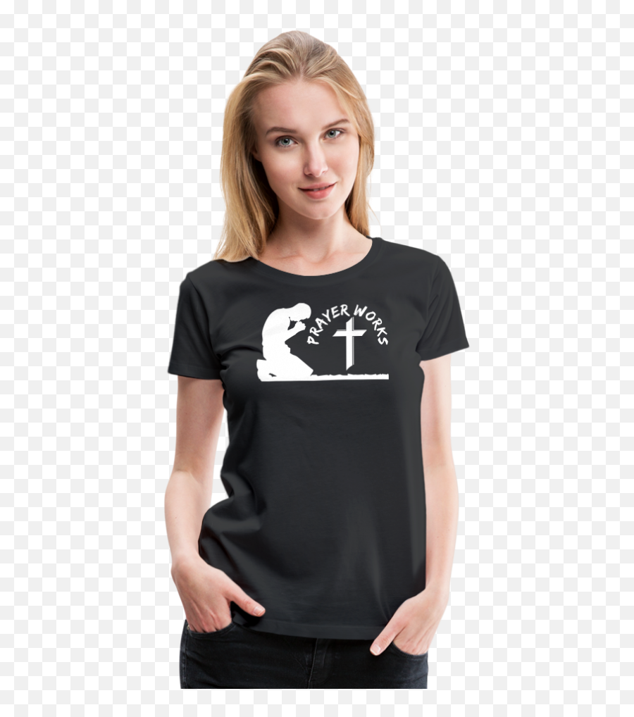 Womenu0027s Praying Hands Prayer Works Premium T - Shirt Emoji,Black Female Praying Emoji