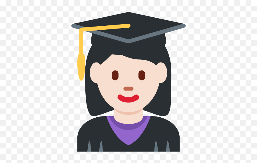 Woman Student Emoji With Light Skin - Graduate In Law Cartoon,Scholar Emoji