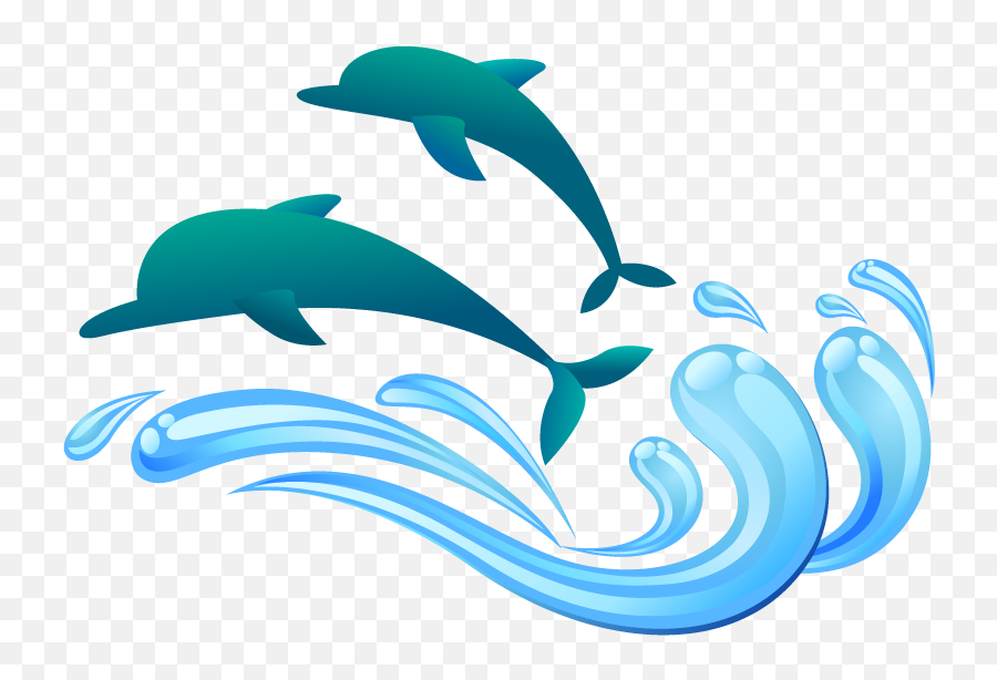 Dolphins Clipart Teal - Png Download Full Dolphin Jumping Out Of Water Clipart Emoji,Dolphin Emoji