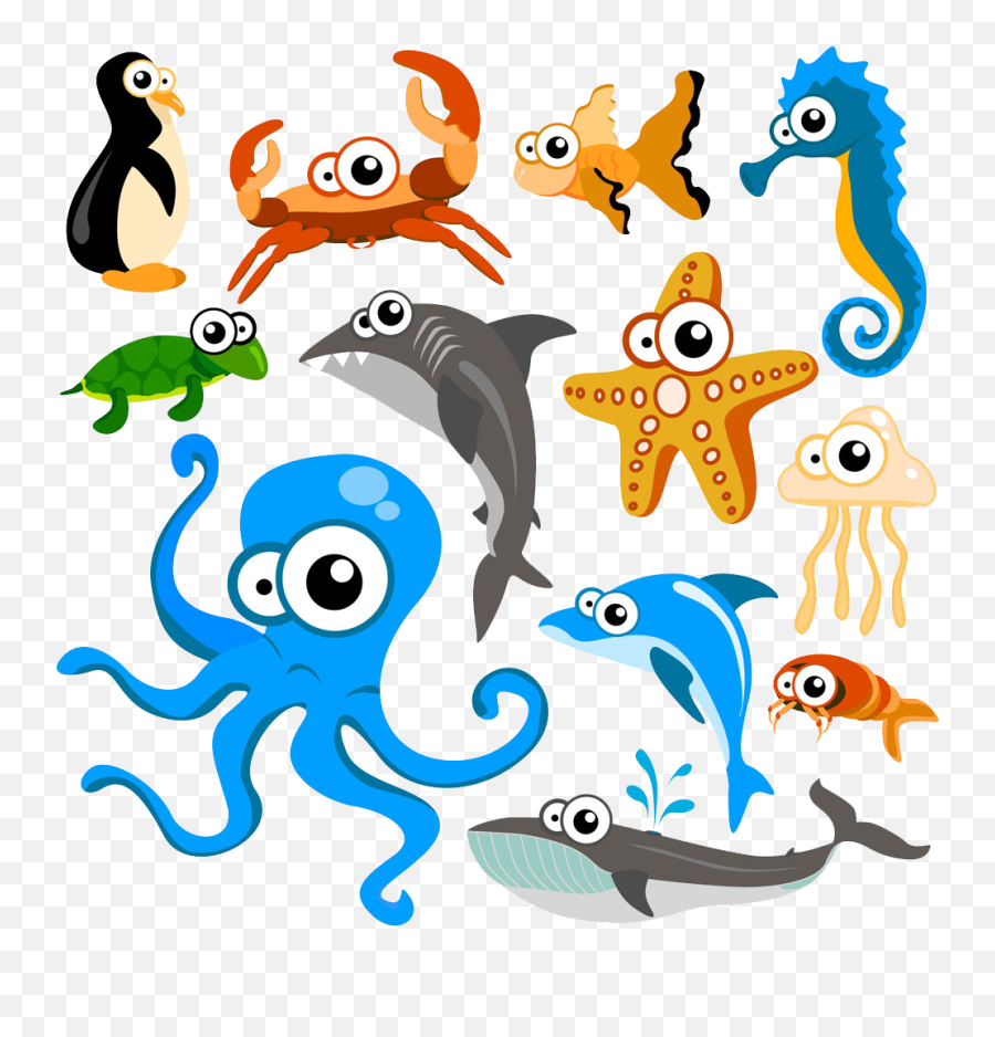 Octopus Clipart Fish Octopus Fish Transparent Free For - Art Water Animals Collage Emoji,Cuttlefish Emotions