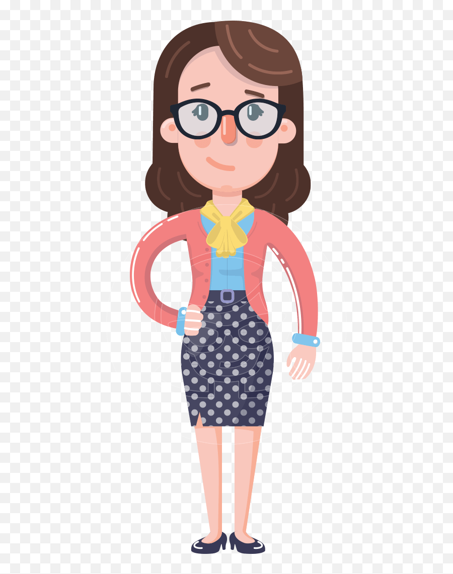 Flat Brunette Female Teacher Cartoon - Female French Teacher Cartoon Emoji,Personality Emotions Pack