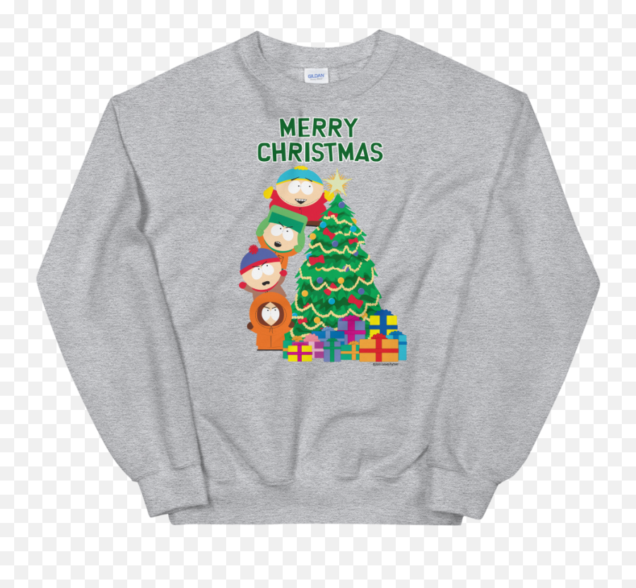 South Park Merry Christmas Holiday Fleece Crewneck Sweatshirt - Strawberry Lipstick State Of Mind Sweatshirt Emoji,Super Christmas Tree Made With Emoticons