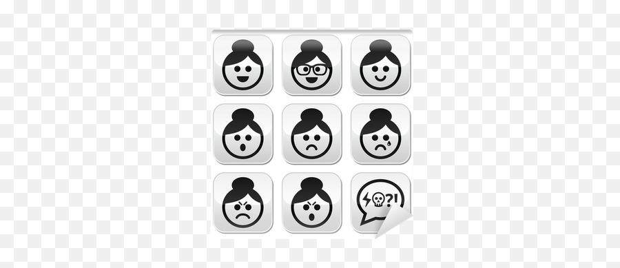 Bun Hair Vector Buttons Set Wall Mural - Kgb Museum Emoji,Emoji For Hairdo