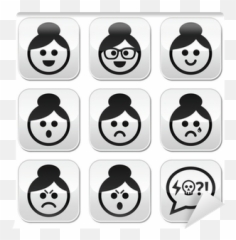 Bun Hair Vector Buttons Set Wall Mural - Kgb Museum Emoji,Emoji For Hairdo