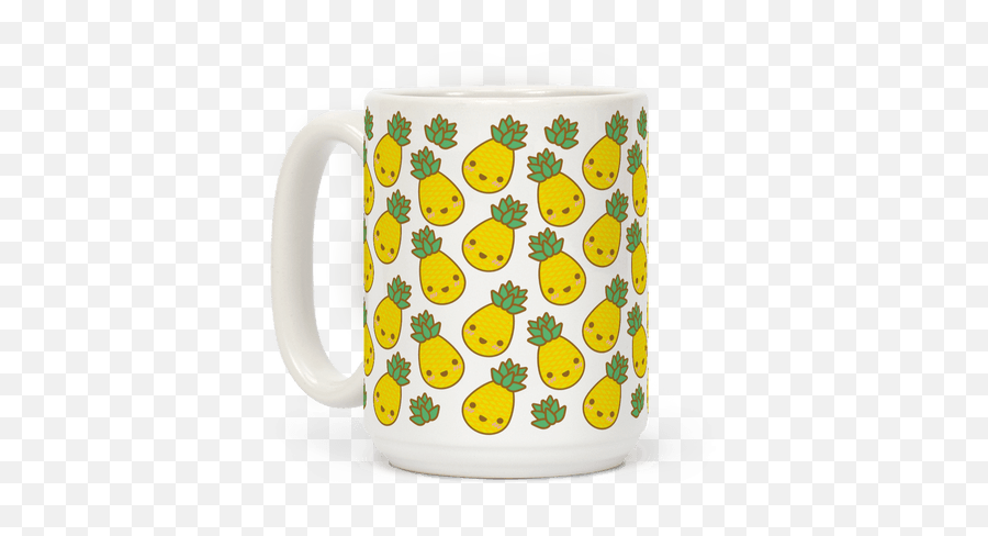 Kawaii Pineapple Coffee Mugs Lookhuman Kawaii Pineapple - Serveware Emoji,Pineapple Emoticon