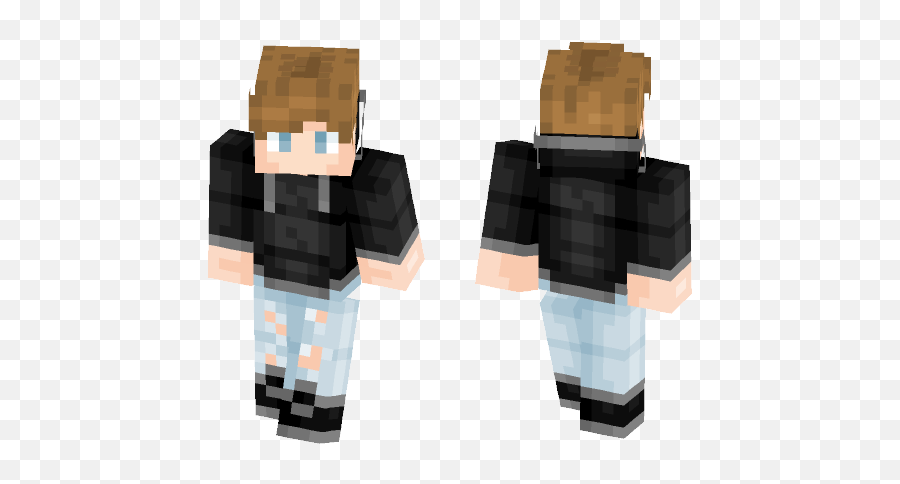 Download Black Hoodie Minecraft Skin - Minecraft Male Skin Hoodies Emoji,Minecraft Thinking Emoji Skin