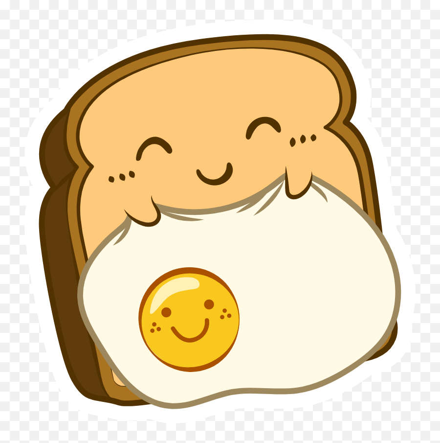 Kawaii Sleeping Toast With Egg Sticker - Sticker Mania Sleeping Toast Emoji,Happy Kawaii Emoticon